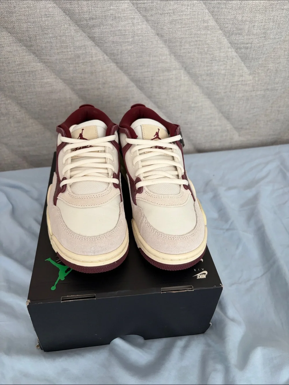 Air Jordan 4 RM Low-Top Sneakers - Burgundy, Cream & Off-White